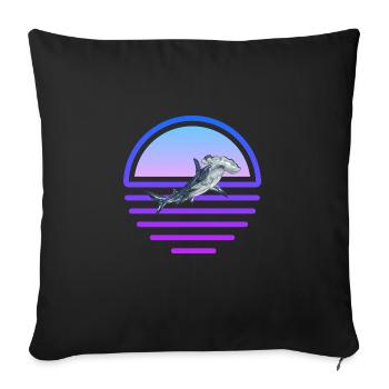 Hammerhai prédateur Vaporwave requin - Housse de coussin décorative 45 x 45 cm - noir - Devant
