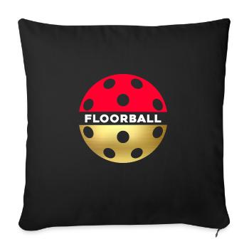 Floorball floorball ball Floorball player - Sofa pillowcase 17,3'' x 17,3'' (45 x 45 cm) - black - Front