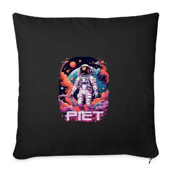 PIET - Beau nom de garçon avec un astronaute cool - Housse de coussin décorative 45 x 45 cm - noir - Devant