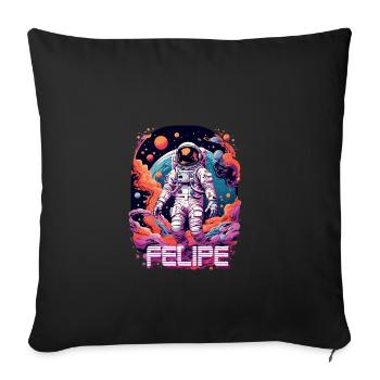 FELIPE - Beau prénom de garçon avec astronaute cool - Housse de coussin décorative 45 x 45 cm - noir - Devant