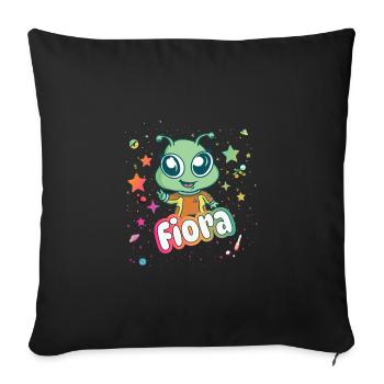 FIORA - Beautiful Girl Name with Cute Alien - Sofa pillowcase 17,3'' x 17,3'' (45 x 45 cm) - black - Front