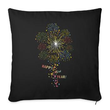 Silvester Feuerwerk - Sofakissenbezug 45 x 45 cm - Schwarz - Vorne
