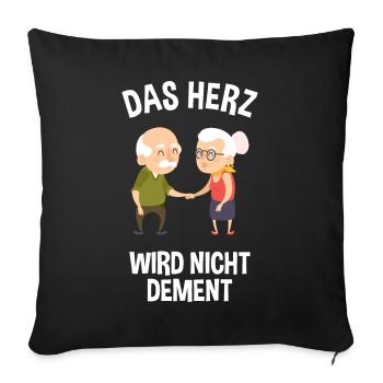 Das Herz wird nicht dement Pflege mit Herz - Sofakissenbezug 45 x 45 cm - Schwarz - Vorne