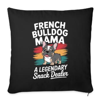 Maman bouledogue français, marchande de snacks légendaire - Housse de coussin décorative 45 x 45 cm - noir - Devant
