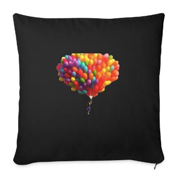 A child with rising colorful balloons - Sofa pillowcase 17,3'' x 17,3'' (45 x 45 cm) - black - Front