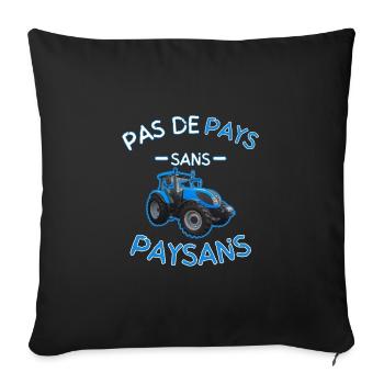 Pas De Pays Sans Paysans Bleu - Housse de coussin décorative 45 x 45 cm - noir - Devant