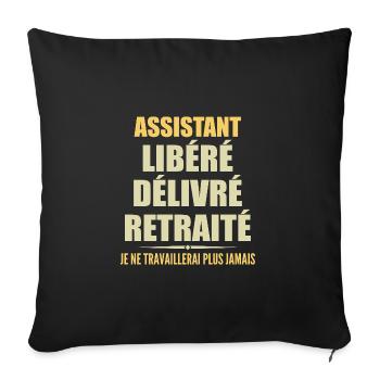 Assistent feiert Ruhestand mit humorvollem Geschenk - Sofakissenbezug 45 x 45 cm - Schwarz - Vorne