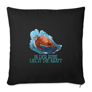 Dans la paix réside le pouvoir de la tortue - Housse de coussin décorative 45 x 45 cm - noir - Devant