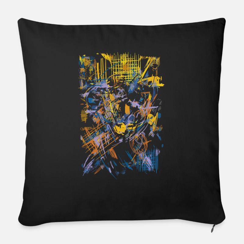 Art abstrait - Scifi - Housse de coussin décorative 45 x 45 cm - noir