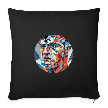 Geometrischer Mosaik Kopf - Sofakissenbezug 45 x 45 cm - Schwarz - Vorne