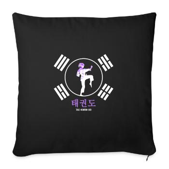Allkampf Taekwondo-Girl Tae-Kwon-Do TKD-Girl - Housse de coussin décorative 45 x 45 cm - noir - Devant