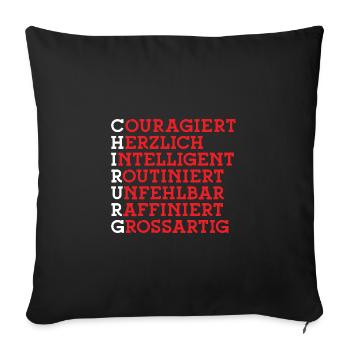 Chirurg Arzt Facharzt Chirurgie Student Chirurgen - Sofakissenbezug 45 x 45 cm - Schwarz - Vorne