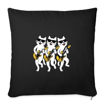 Cat Electric Guitar Sunglasses Guitarist - Sofa pillowcase 17,3'' x 17,3'' (45 x 45 cm) - black - Front
