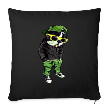Chien French Bulldog - Housse de coussin décorative 45 x 45 cm - noir - Devant