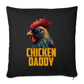 Poulet Papa Poulets Fête des pères Volaille Éleveur Coq - Housse de coussin décorative 45 x 45 cm - noir - Devant