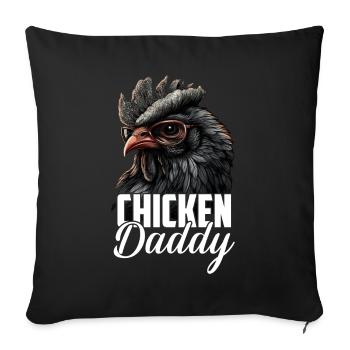 Poulet Papa Poulets Fête des pères Volaille Éleveur Coq - Housse de coussin décorative 45 x 45 cm - noir - Devant