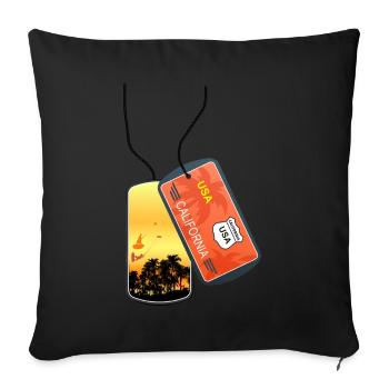 Dog tag California Palm Tree Kitesurfing - Sofa pillowcase 17,3'' x 17,3'' (45 x 45 cm) - black - Front