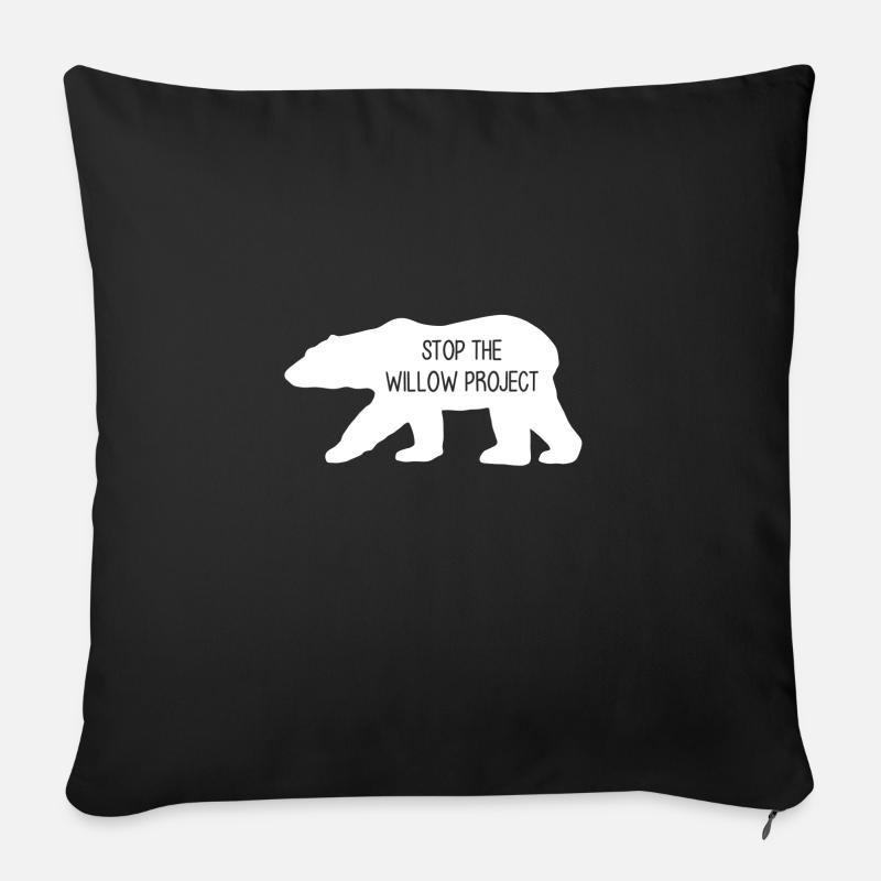 Stop the Willow Project (white) - Sofa pillowcase 17,3'' x 17,3'' (45 x 45 cm) - black