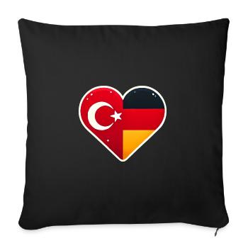 TurkishGerman Heart Flag Unity - Sofa pillowcase 17,3'' x 17,3'' (45 x 45 cm) - black - Front