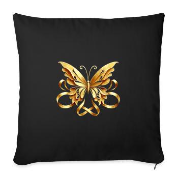 Papillon doré - Housse de coussin décorative 45 x 45 cm - noir - Devant