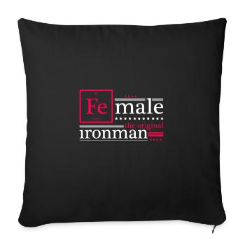 Female the original Iron - Mrs. Iron - Sofa pillowcase 17,3'' x 17,3'' (45 x 45 cm) - black - Front