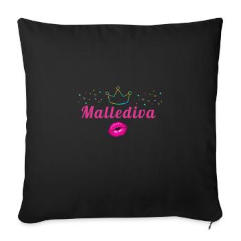 Mallediva, Diva, malle, Mallorca,Krone - Sofakissenbezug 45 x 45 cm - Schwarz - Vorne