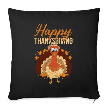 Oiseau Joyeux Thanksgiving Cadeau Dinde - Housse de coussin décorative 45 x 45 cm - noir - Devant