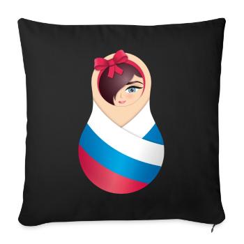 Matroschka Olga – Team Russia - Sofakissenbezug 45 x 45 cm - Schwarz - Vorne