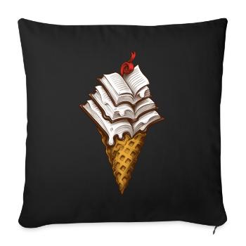 Livre Crème Glacée - Housse de coussin décorative 45 x 45 cm - noir - Devant