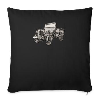 Willys Jeep Zeichnung - Sofakissenbezug 45 x 45 cm - Schwarz - Vorne