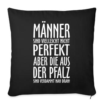 Männer aus der Pfalz (Weiß) Pfälzer Männer - Sofakissenbezug 45 x 45 cm - Schwarz - Vorne
