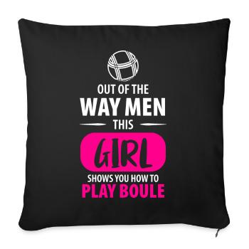Pétanque Pétanque Pétanque Pétanque Femmes Femmes Filles - Housse de coussin décorative 45 x 45 cm - noir - Devant