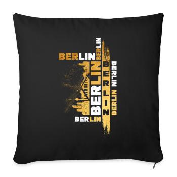 Berlin Germany City Skyline Font Gold - Sofa pillowcase 17,3'' x 17,3'' (45 x 45 cm) - black - Front