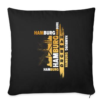 Hambourg Allemagne Ville Skyline Font Or - Housse de coussin décorative 45 x 45 cm - noir - Devant