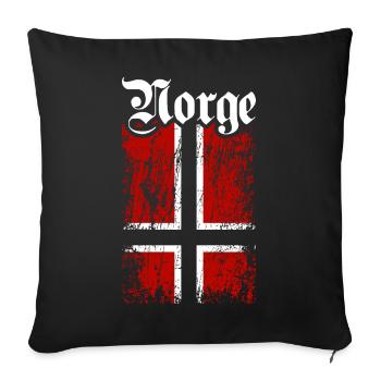 Norge | Norway with Norwegian flag - Sofa pillowcase 17,3'' x 17,3'' (45 x 45 cm) - black - Front