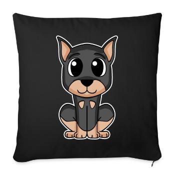 Dobermann Hund Hundebesitzer - Sofakissenbezug 45 x 45 cm - Schwarz - Vorne