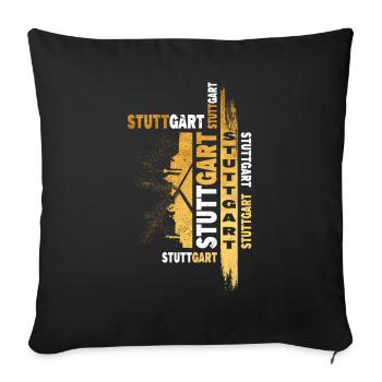 Stuttgart Germany City Skyline Font Gold - Sofa pillowcase 17,3'' x 17,3'' (45 x 45 cm) - black - Front