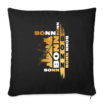 Bonn Deutschland Stadt Skyline Schrift Gold - Sofakissenbezug 45 x 45 cm - Schwarz - Vorne