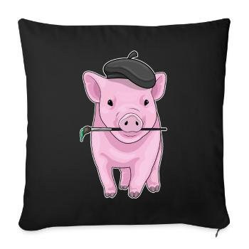 Pig Painter Brush Painting - Sofa pillowcase 17,3'' x 17,3'' (45 x 45 cm) - black - Front