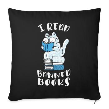 I read banned books Cat - Sofa pillowcase 17,3'' x 17,3'' (45 x 45 cm) - black - Front