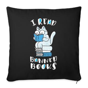 I read banned books Cat - Sofa pillowcase 17,3'' x 17,3'' (45 x 45 cm) - black - Front