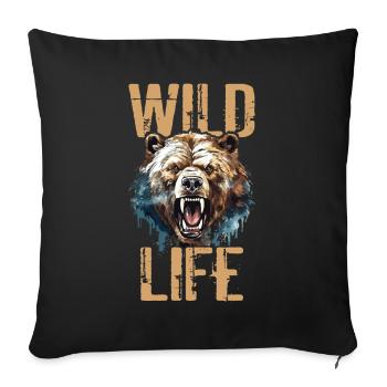 Bear Grizzly Bear Roars Bear Head Nature Wilderness Wild - Sofa pillowcase 17,3'' x 17,3'' (45 x 45 cm) - black - Front