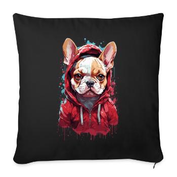 Dog cute bulldog cute mastiff cool - Sofa pillowcase 17,3'' x 17,3'' (45 x 45 cm) - black - Front
