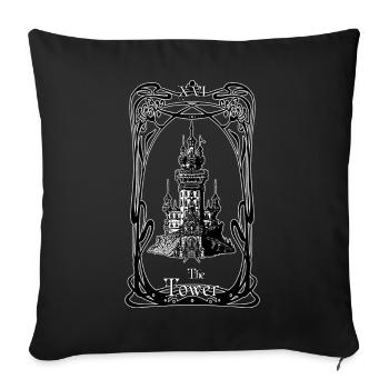 The Tower tarot card - Sofa pillowcase 17,3'' x 17,3'' (45 x 45 cm) - black - Front