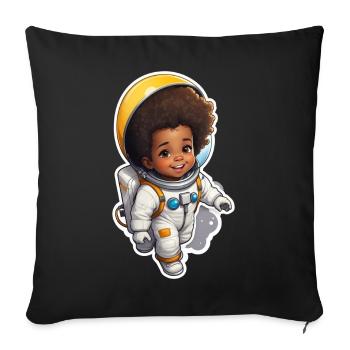 Personnage astronaute mignon pour les enfants - Housse de coussin décorative 45 x 45 cm - noir - Devant