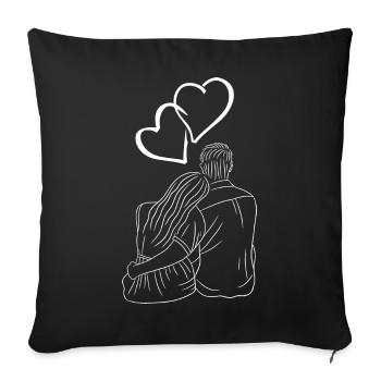 Couple Love Heart Silhouette - Sofa pillowcase 17,3'' x 17,3'' (45 x 45 cm) - black - Front