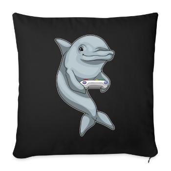 Dolphin Gamer Controller - Sofa pillowcase 17,3'' x 17,3'' (45 x 45 cm) - black - Front