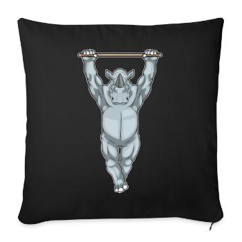 Rhino Bodybuilder Pull-Ups Musculation - Housse de coussin décorative 45 x 45 cm - noir - Devant
