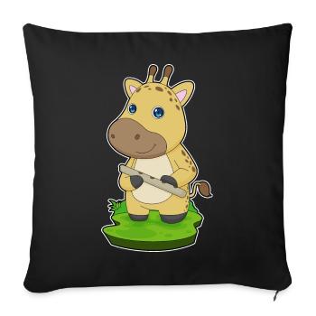 giraffe, musician, flute, music - Sofa pillowcase 17,3'' x 17,3'' (45 x 45 cm) - black - Front
