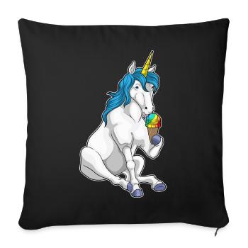 Einhorn Waffeleis - Sofakissenbezug 45 x 45 cm - Schwarz - Vorne